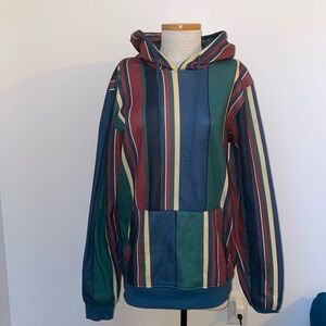 Rad stripped hoodie. Black, dark green, dark blue, dark red and cream.